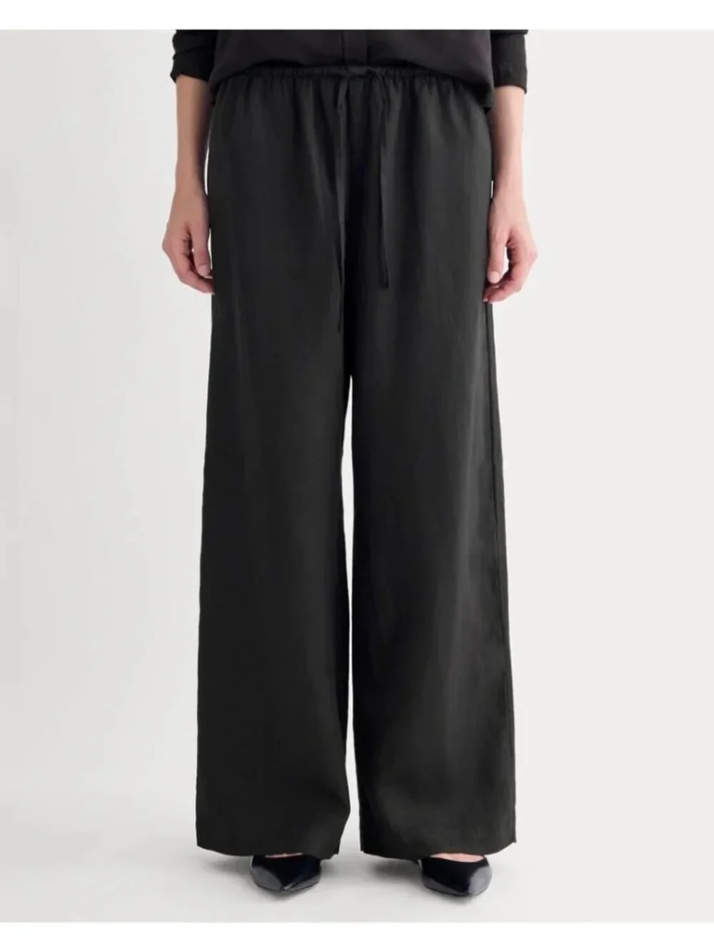 Everlane The Drawstring Pants in Linen in Black XXLarge New Womens Trousers
